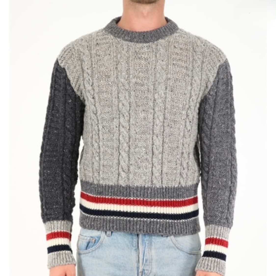 [미사용/2] 톰브라운 펀믹스 삼선 케이블 니트 그레이 상품이미지7