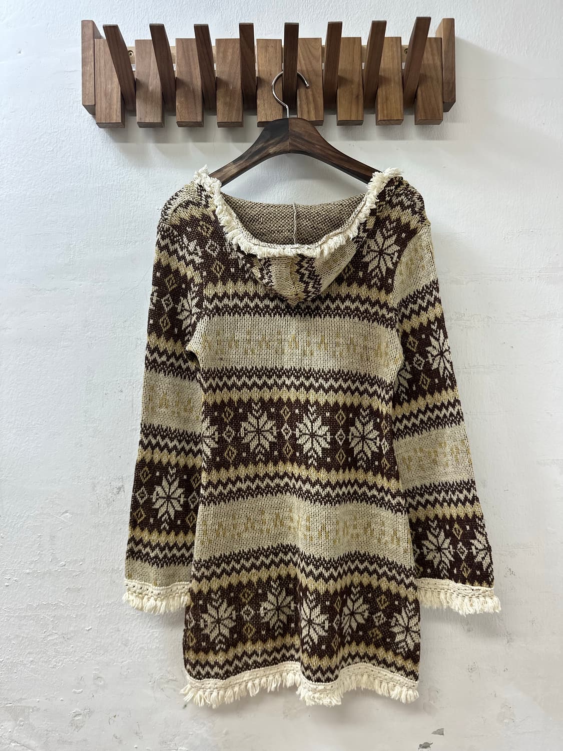 빈티지 노르딕 눈꽃 후드 니트 원피스 상품이미지5