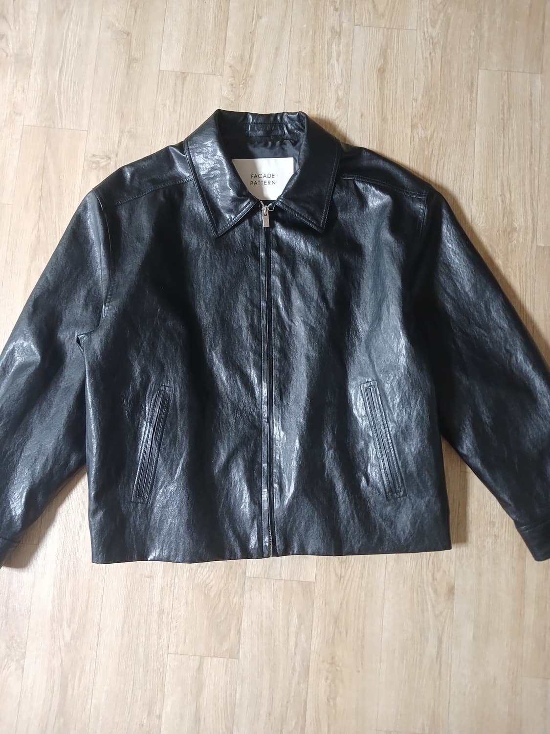 파사드패턴 미니멀 레더 블루종 블랙 S 상품이미지1