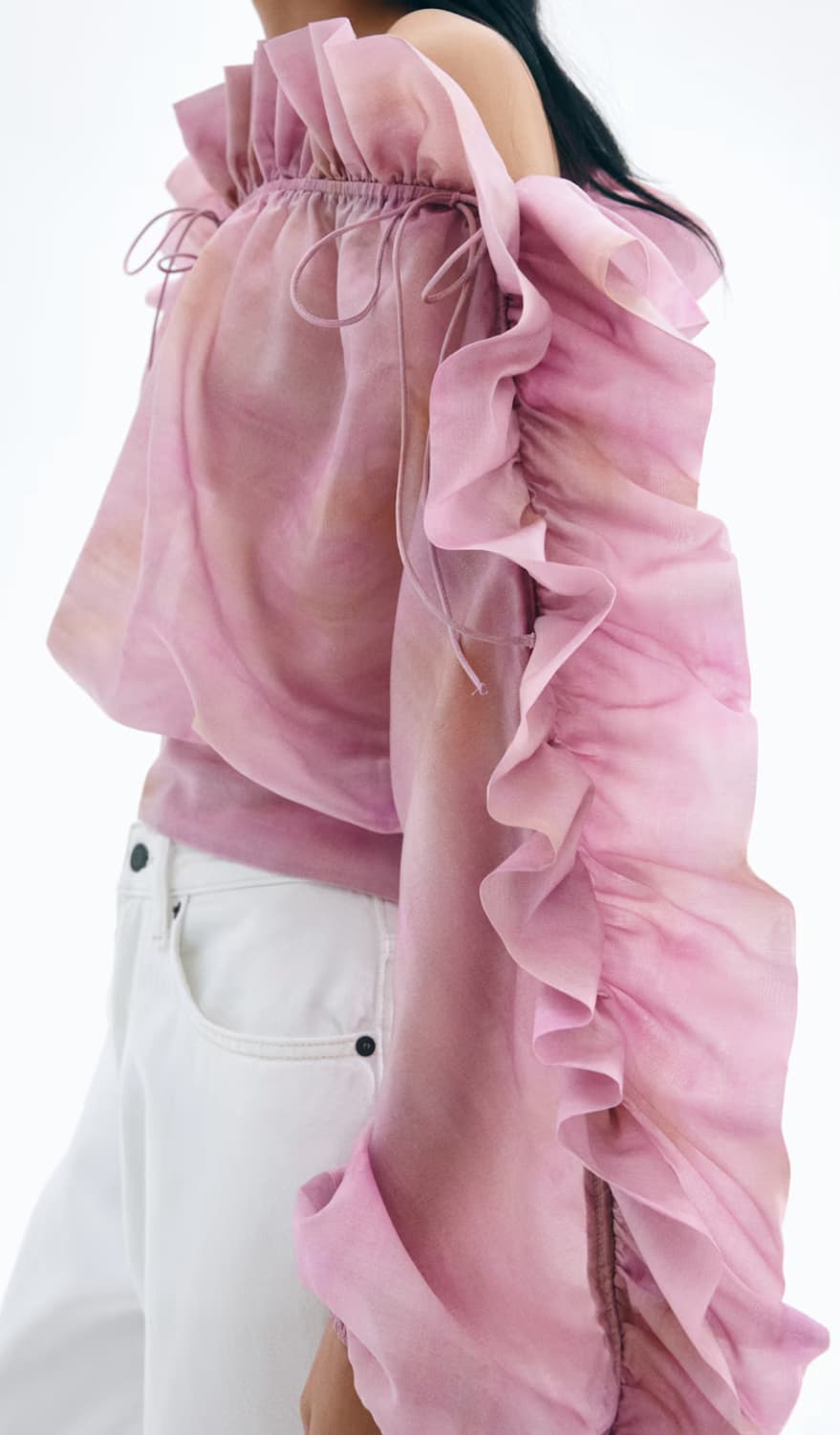 에이치엔엠 프릴 오프숄더 블라우스 상품이미지4