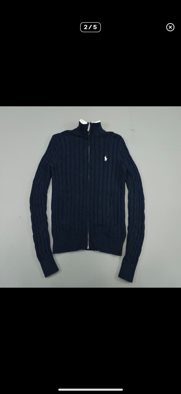 폴로 랄프 로렌 신형 여성 케이블 니트 집업 S 네이비 상품이미지2