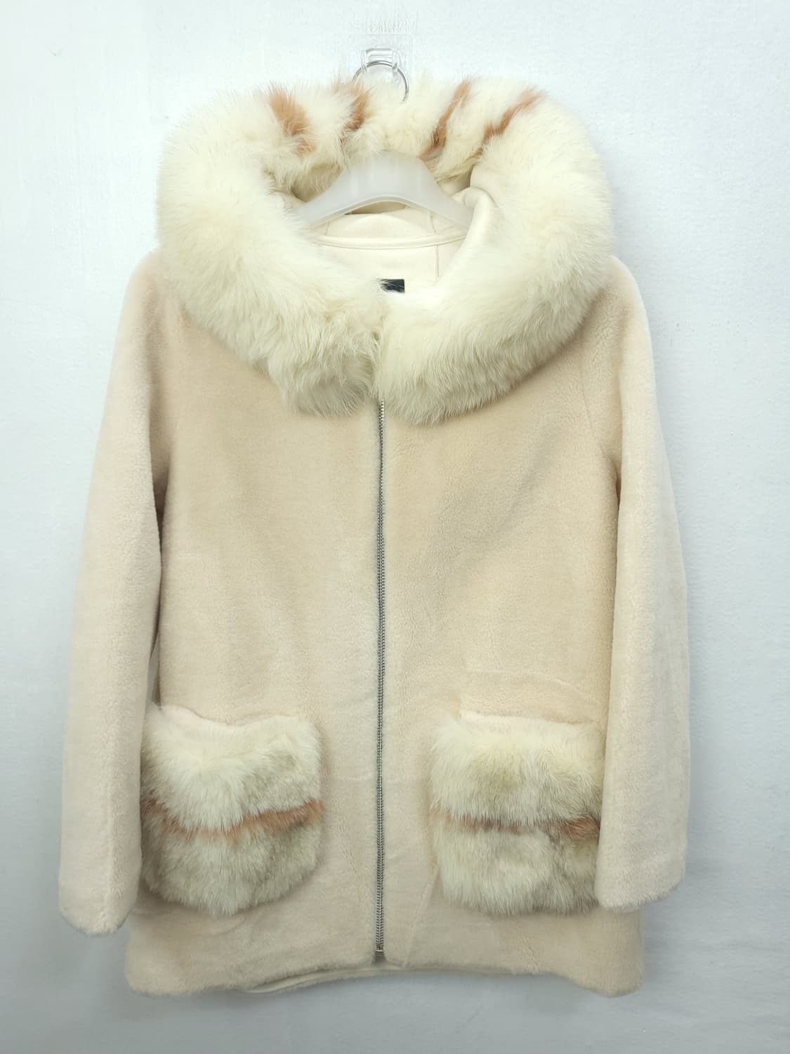 A&D Atelier 천연양털 사가폭스털 후드코트 55 S 새제품 상품이미지1