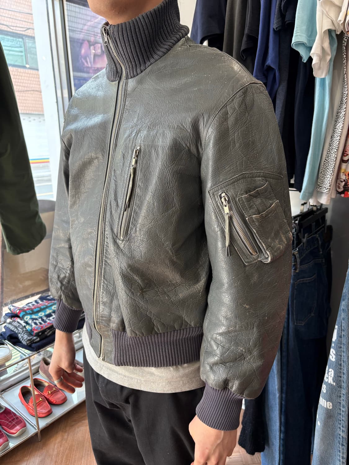 80s Germany 레더 플라이트 자켓 상품이미지1