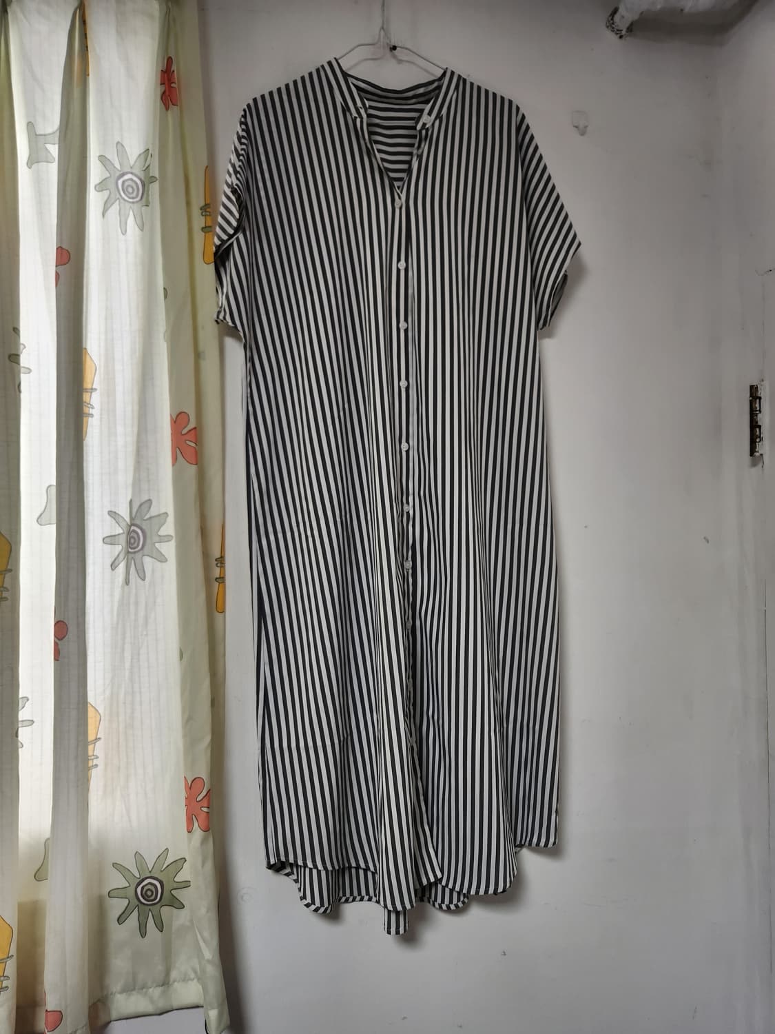 빅사이즈 스트라이프 롱 셔츠 원피스(가슴반품62센치 상품이미지1