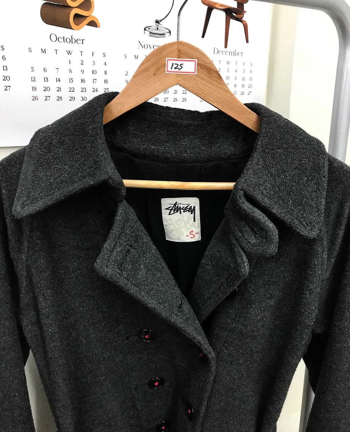 스투시 로고 울 더블 피코트 상품이미지2