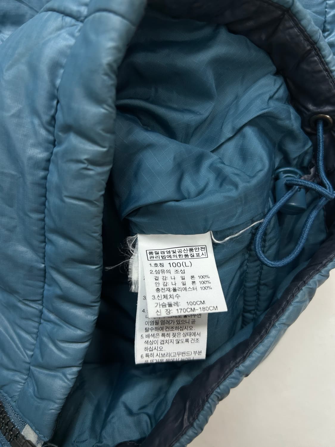 노스페이스 스카이블루 배색 경량패딩 L 상품이미지9