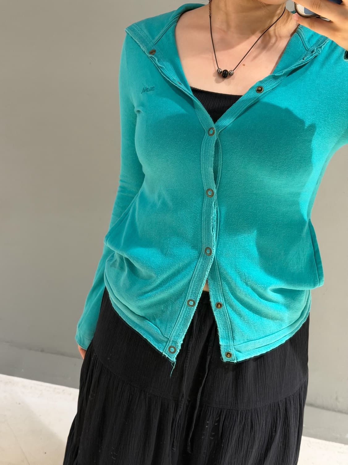 X-girl full snap design mint hoodie 상품이미지4