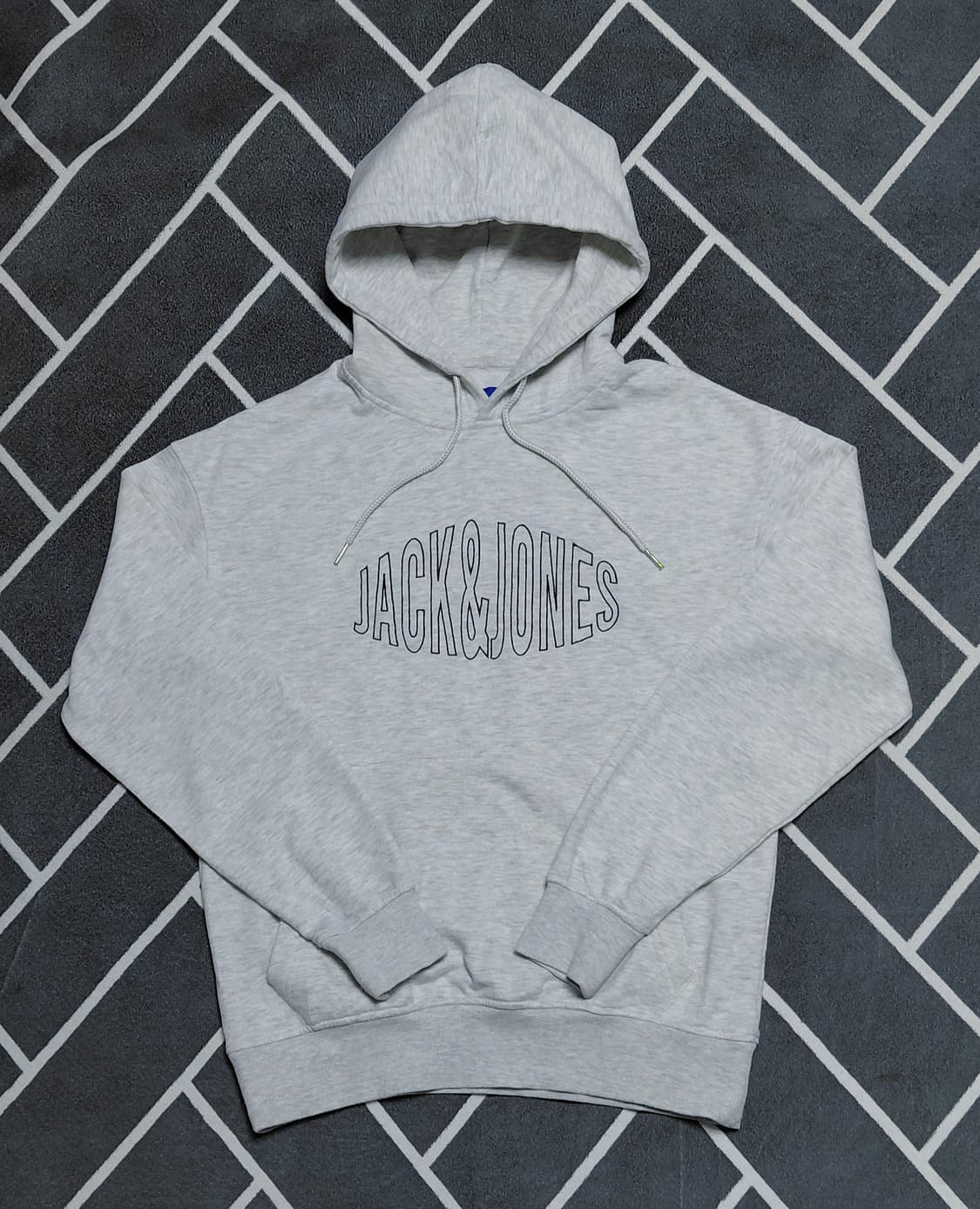 [정품/M] Jack & Jones 로고 기모 후드티 (멜란지 그레이) 상품이미지1