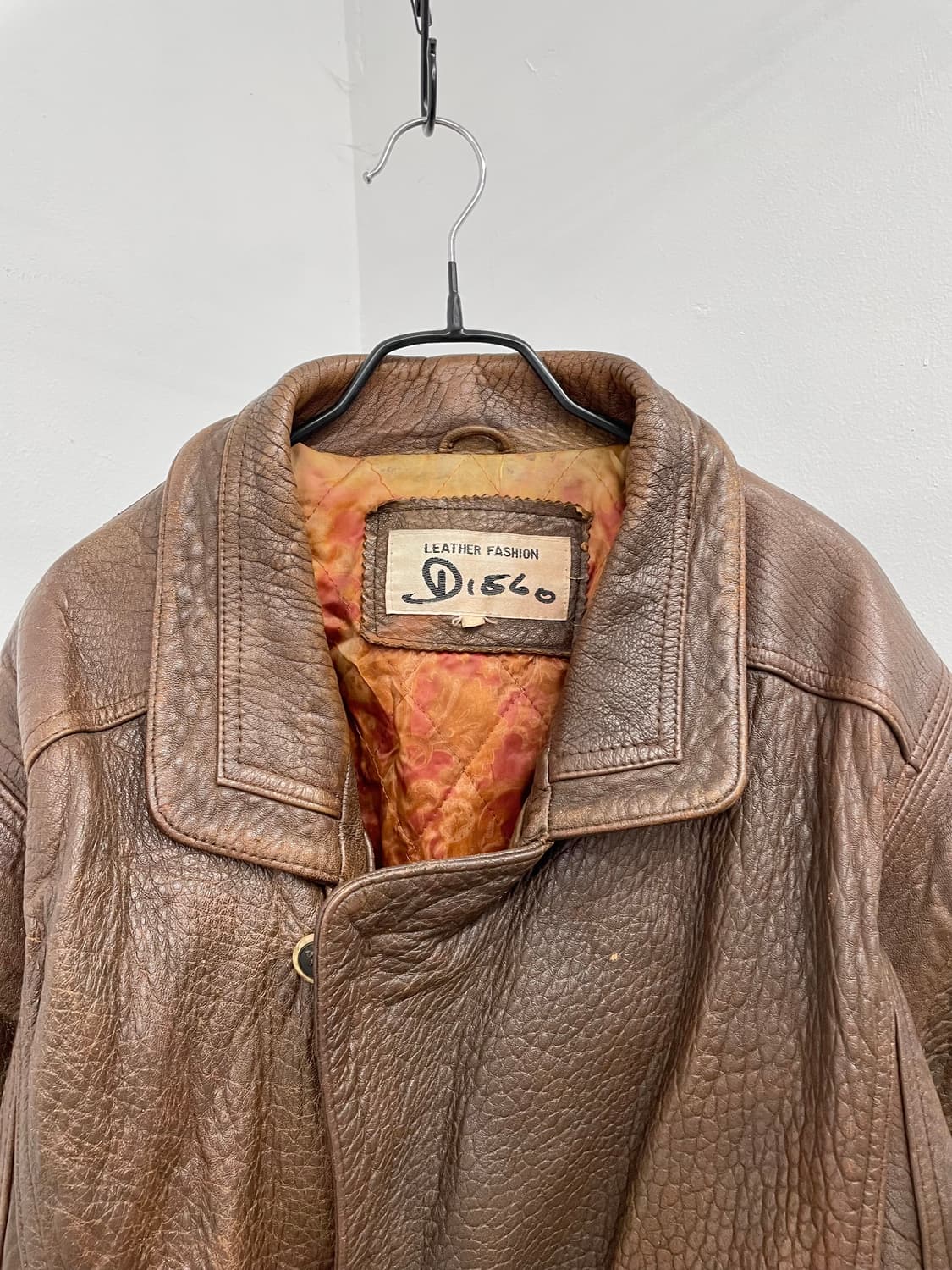 브라운 헤비 레더 봄버 자켓 상품이미지6