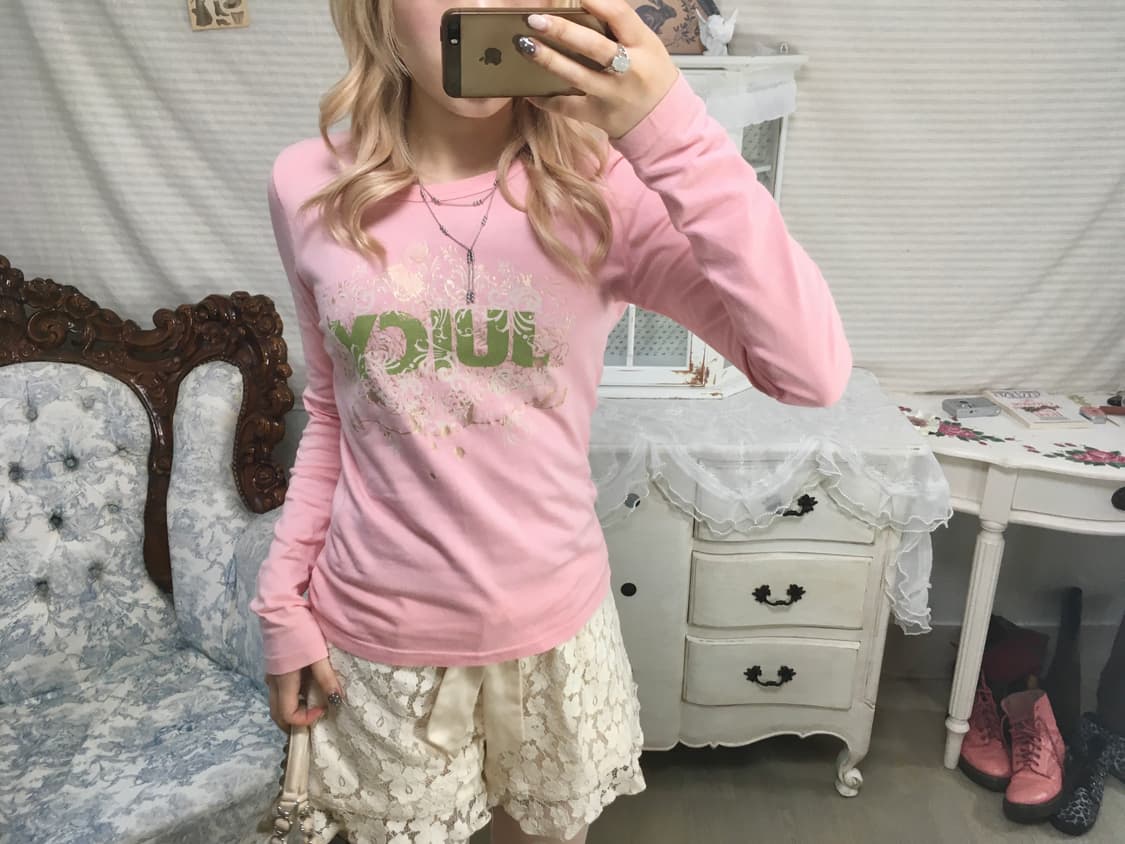 쥬시꾸뛰르 갸루 핑크 롱슬리브 상품이미지3