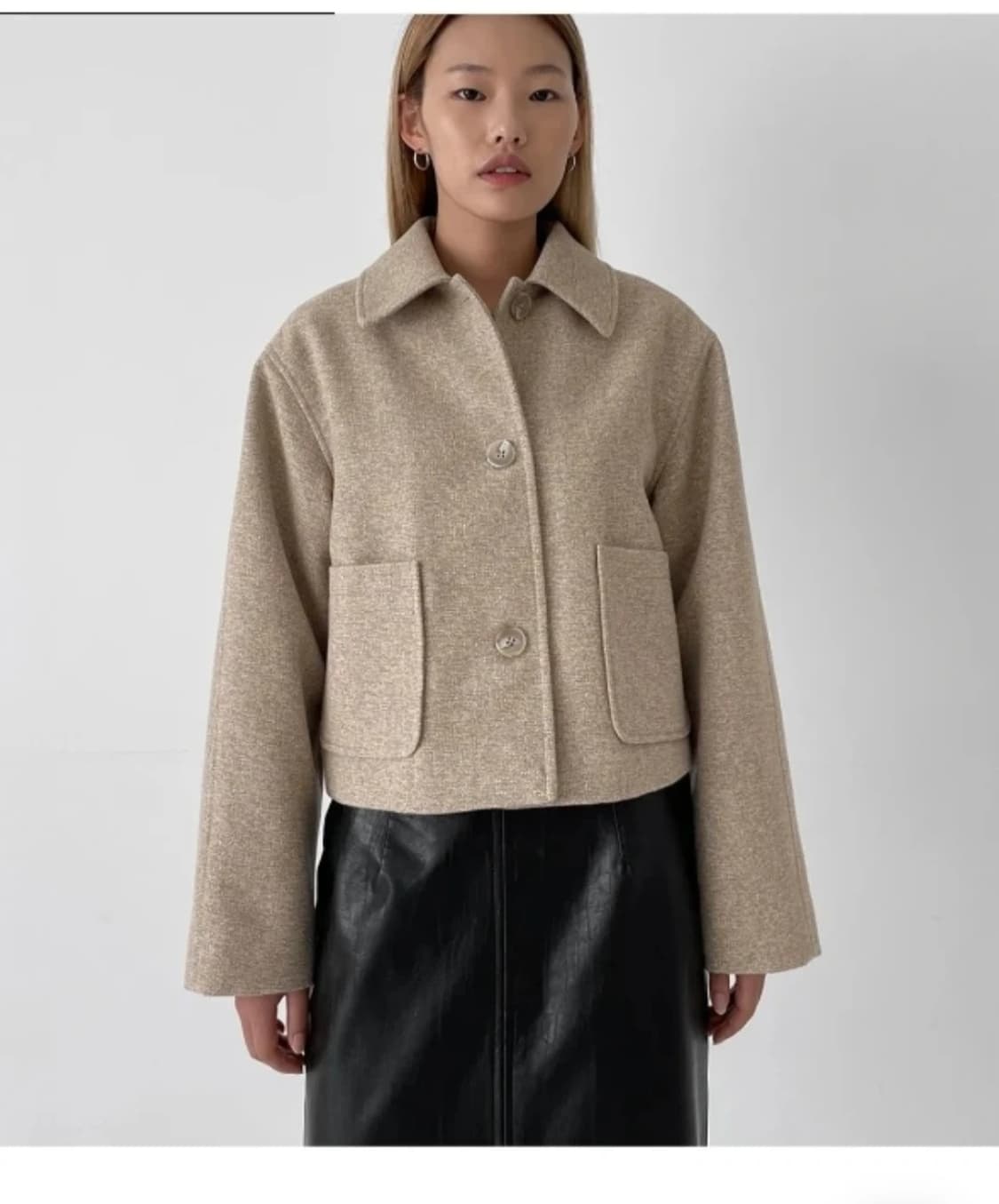 노타 트위드 프론트 자켓 베이지 상품이미지4