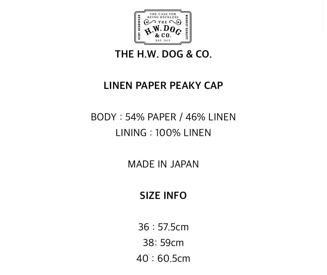 H.W.DOG & CO  LINEN PAPER PK CAP 판매 상품이미지2