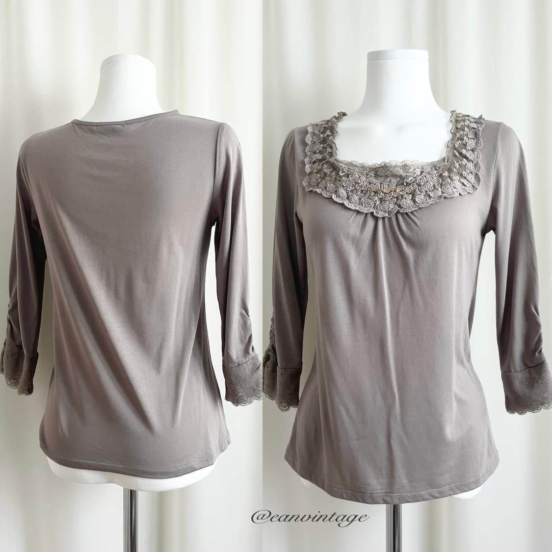 Axes Femme mute brown lace top 상품이미지1