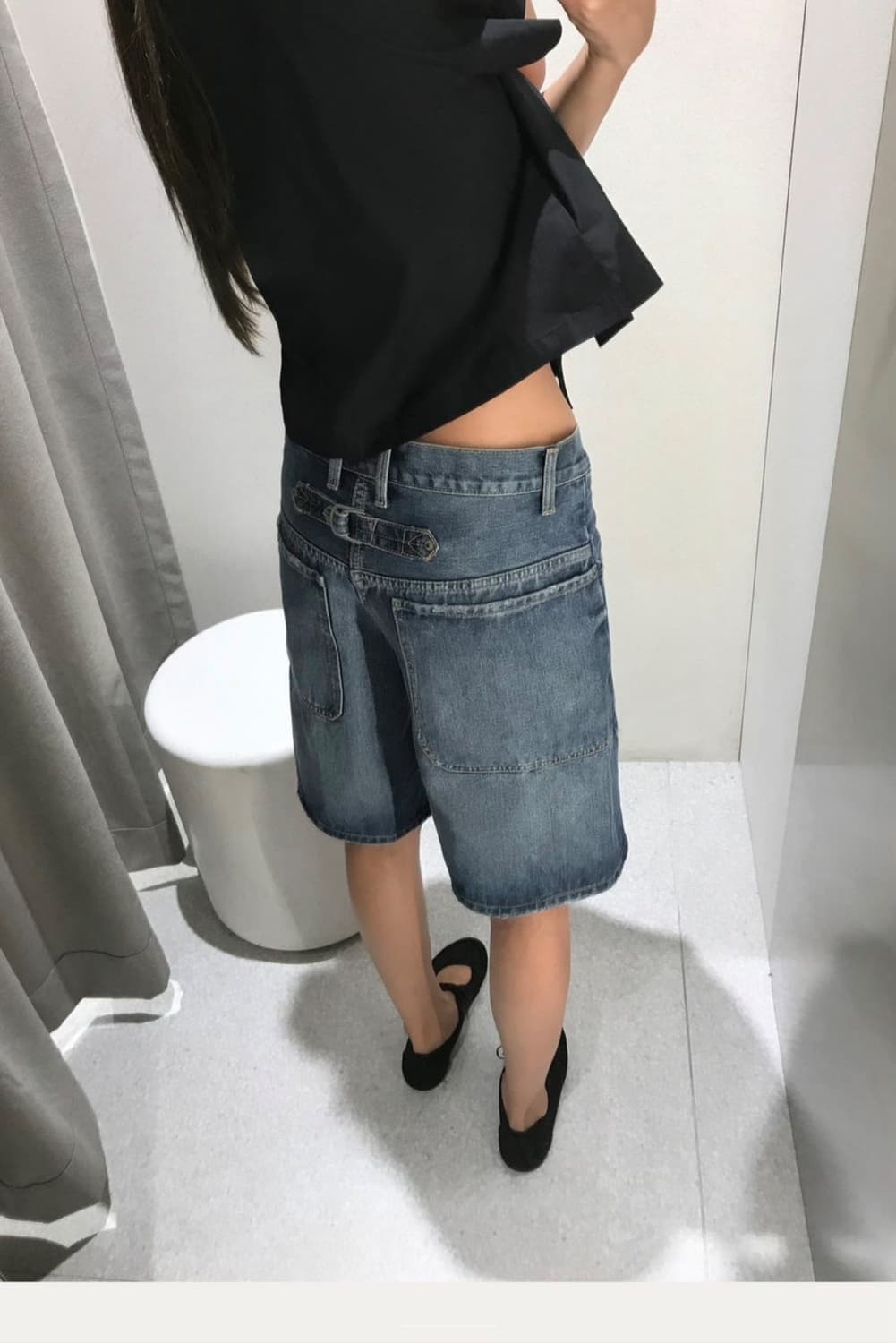 자라 데님 트위스티드 버뮤다 팬츠 반바지 상품이미지2