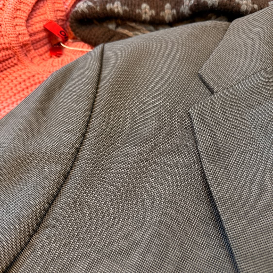 캘린 클라인 퓨어 뉴울 원단 스트라이프 원단 블레이저 자켓 L 상품이미지2