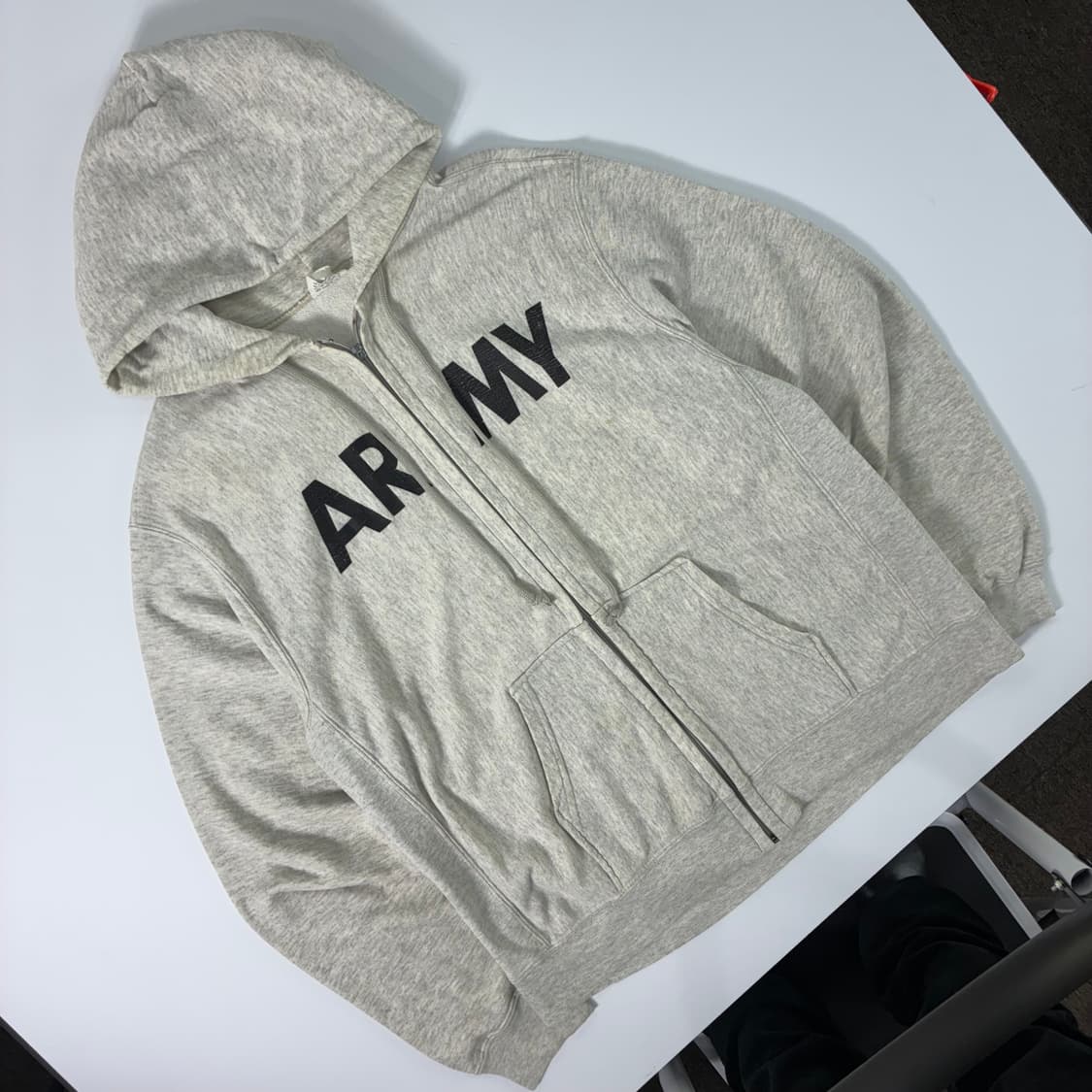 Vintage  90,s USA 아미 밀리터리 그레이 후드집업 상품이미지2