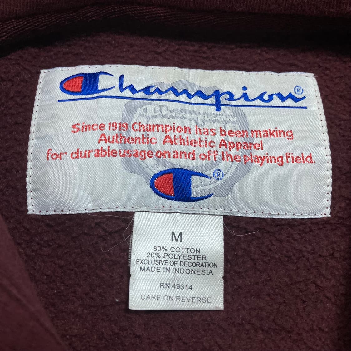 챔피온 MIT 빅로고 버건디 후드티 상품이미지4