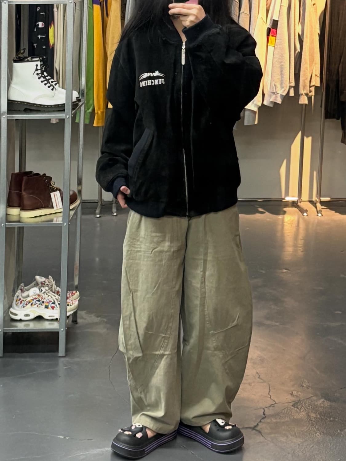 빈티지 JUN CHINO 스웨이드 스타장 블루종 재킷A1870 상품이미지1
