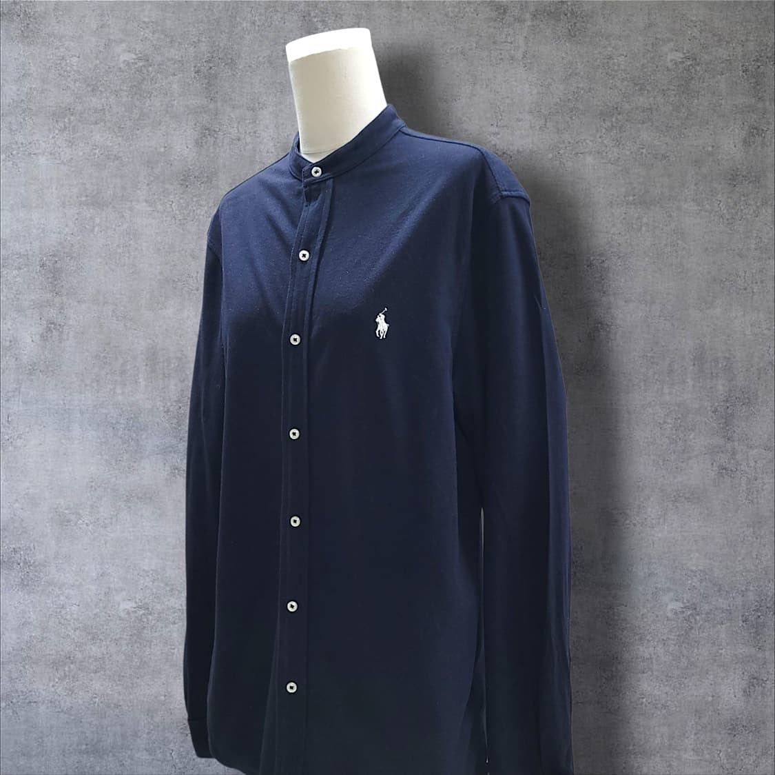 [L] 폴로 네이비 페더웨이트 메시 헨리넥 긴팔셔츠 상품이미지3