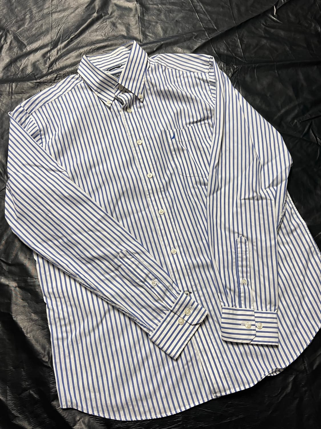 노티카 블루 스트라이프 버튼다운 셔츠 L 상품이미지1