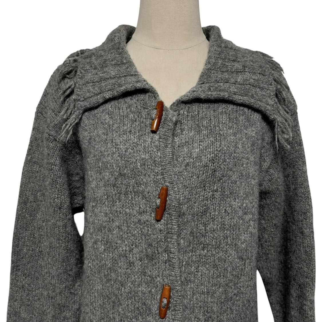 3795 그레이 울100 떡볶이 더플 니트가디건 상품이미지2