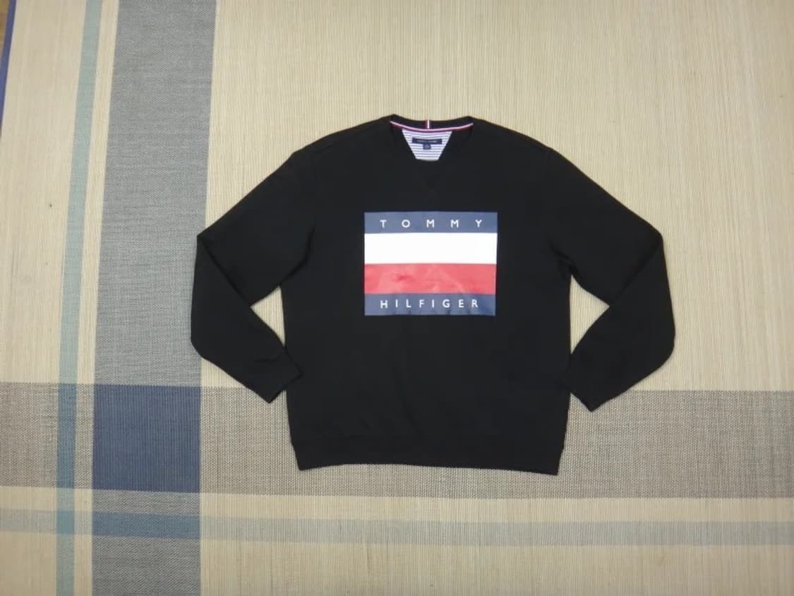 (XL) 타미힐피거 빅프린팅 기모 맨투맨 티셔츠 상품이미지1