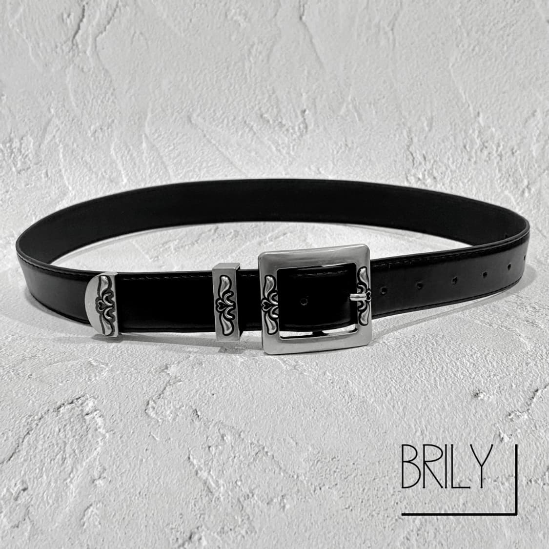 [Unisex] COND 크롬 스퀘어 버클 볼드 가죽 벨트 상품이미지2