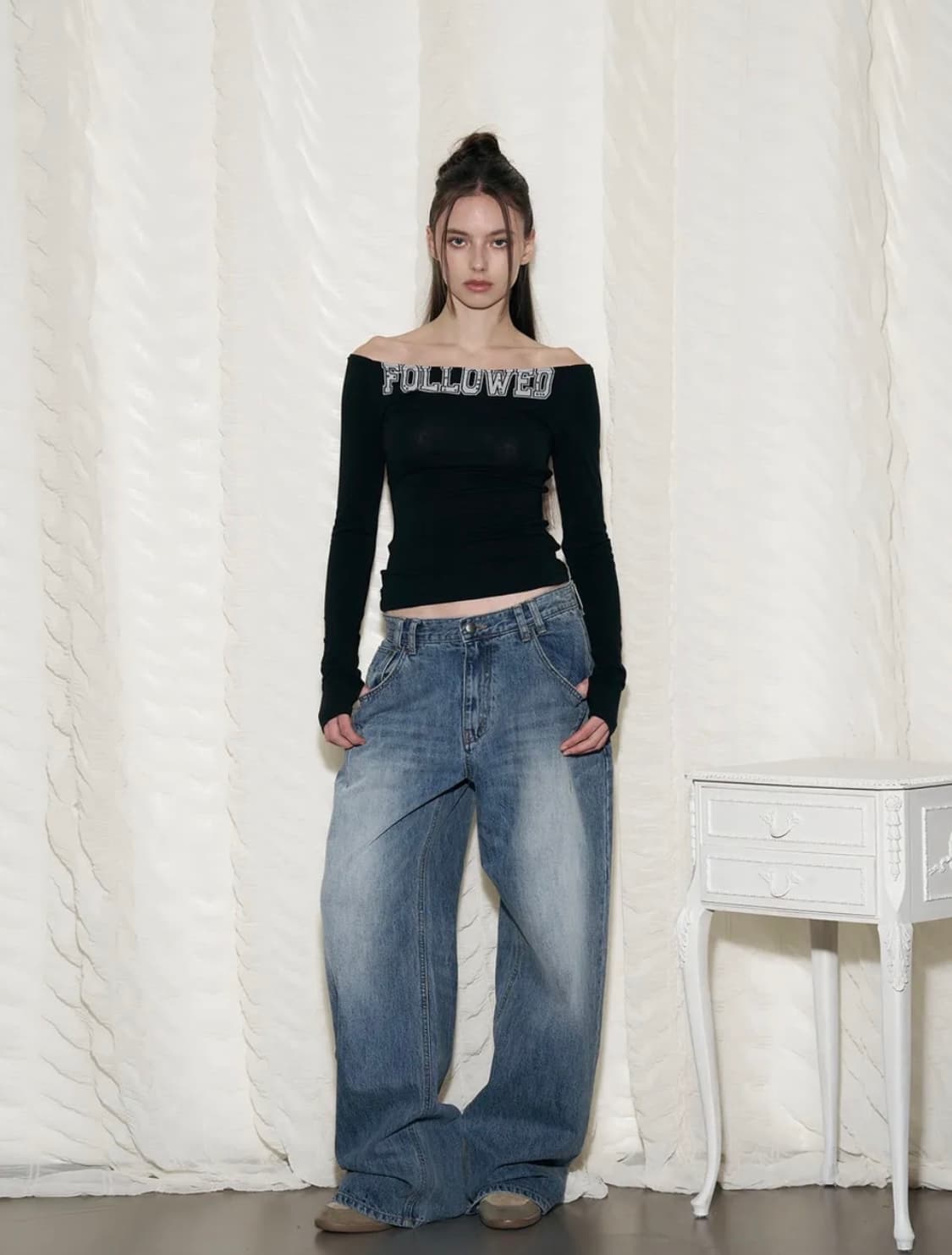 25Damaged Washing Wide Denim (Washed Blu 상품이미지1