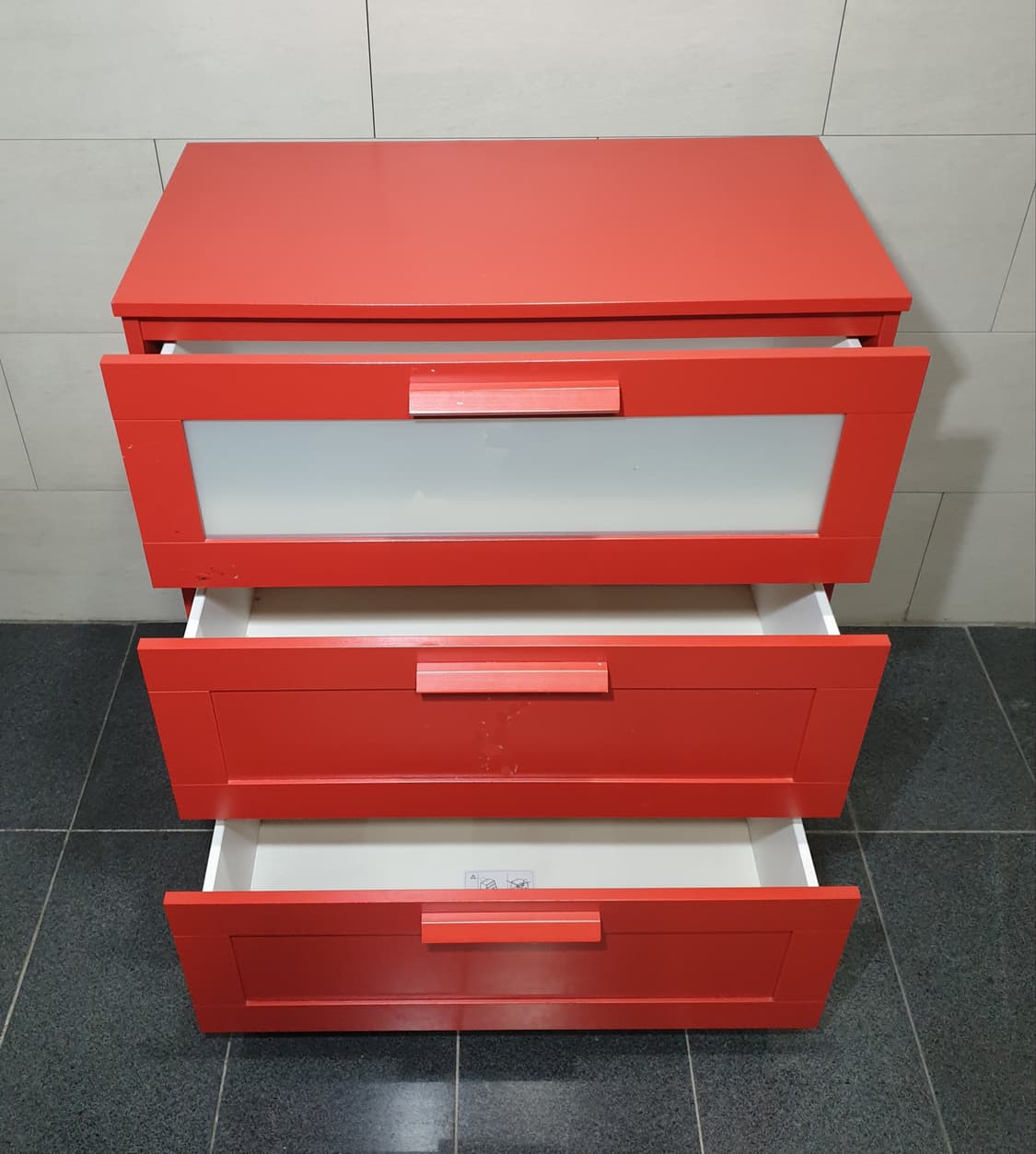 이케아 IKEA 브림네스 3단 목재 서랍장(레드) 상품이미지6