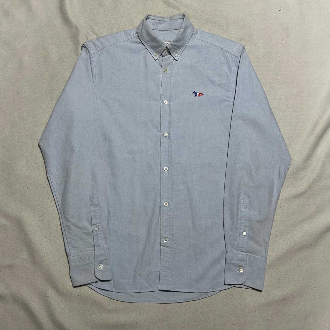 38 메종키츠네 트리컬러 폭스 스카이블루 코튼 셔츠 상품이미지2