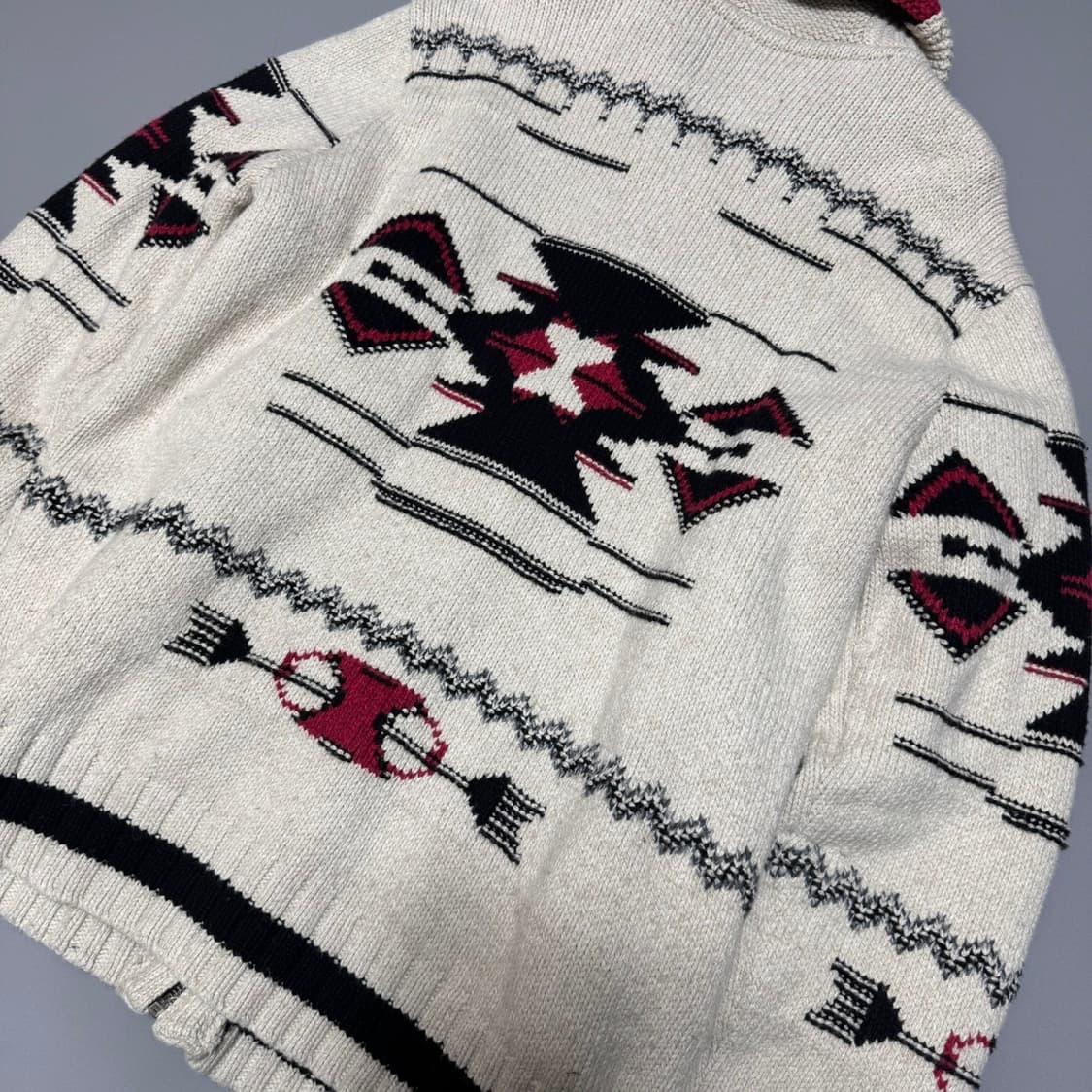 아메리칸이글 아이보리컬러 나바호 패턴 코튼 코위찬 니트 집업 가디건 상품이미지5