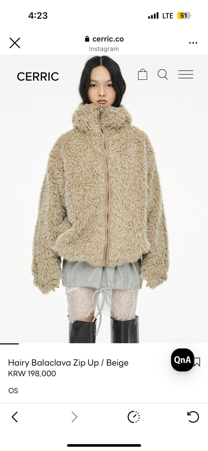 구해요) 세릭 헤어리 바라클라바 집업 베이지 상품이미지1