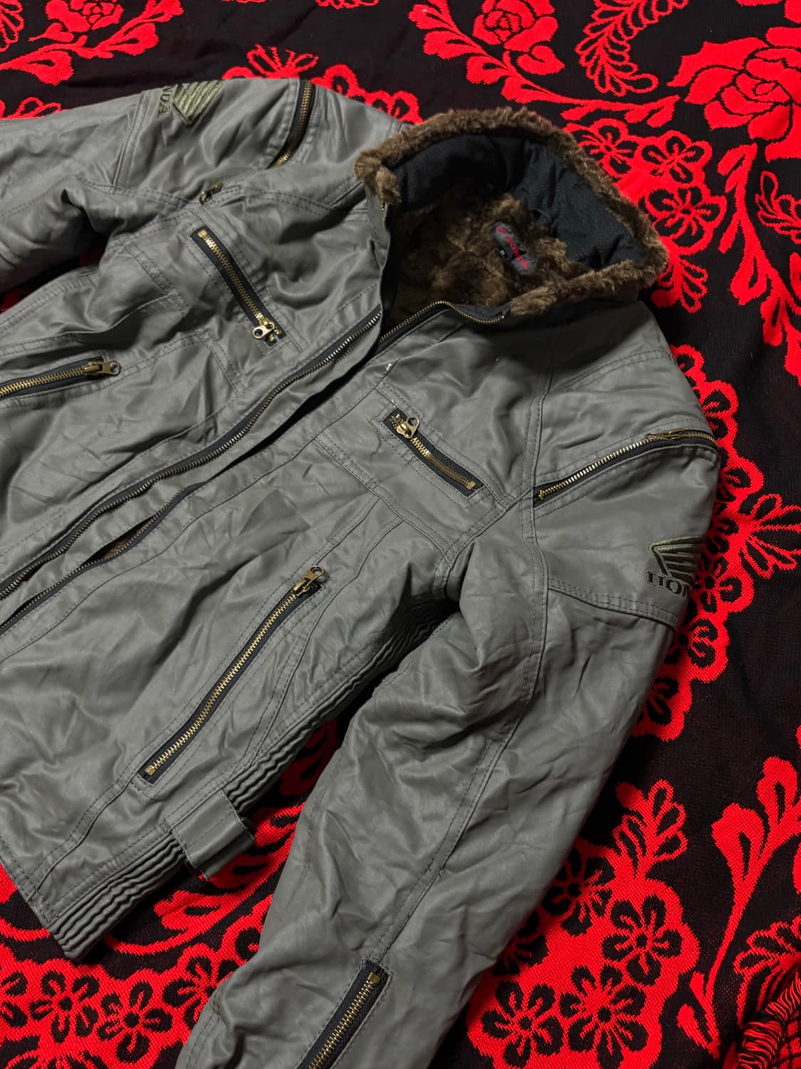 vintage "Honda" racing fur jacket 상품이미지2