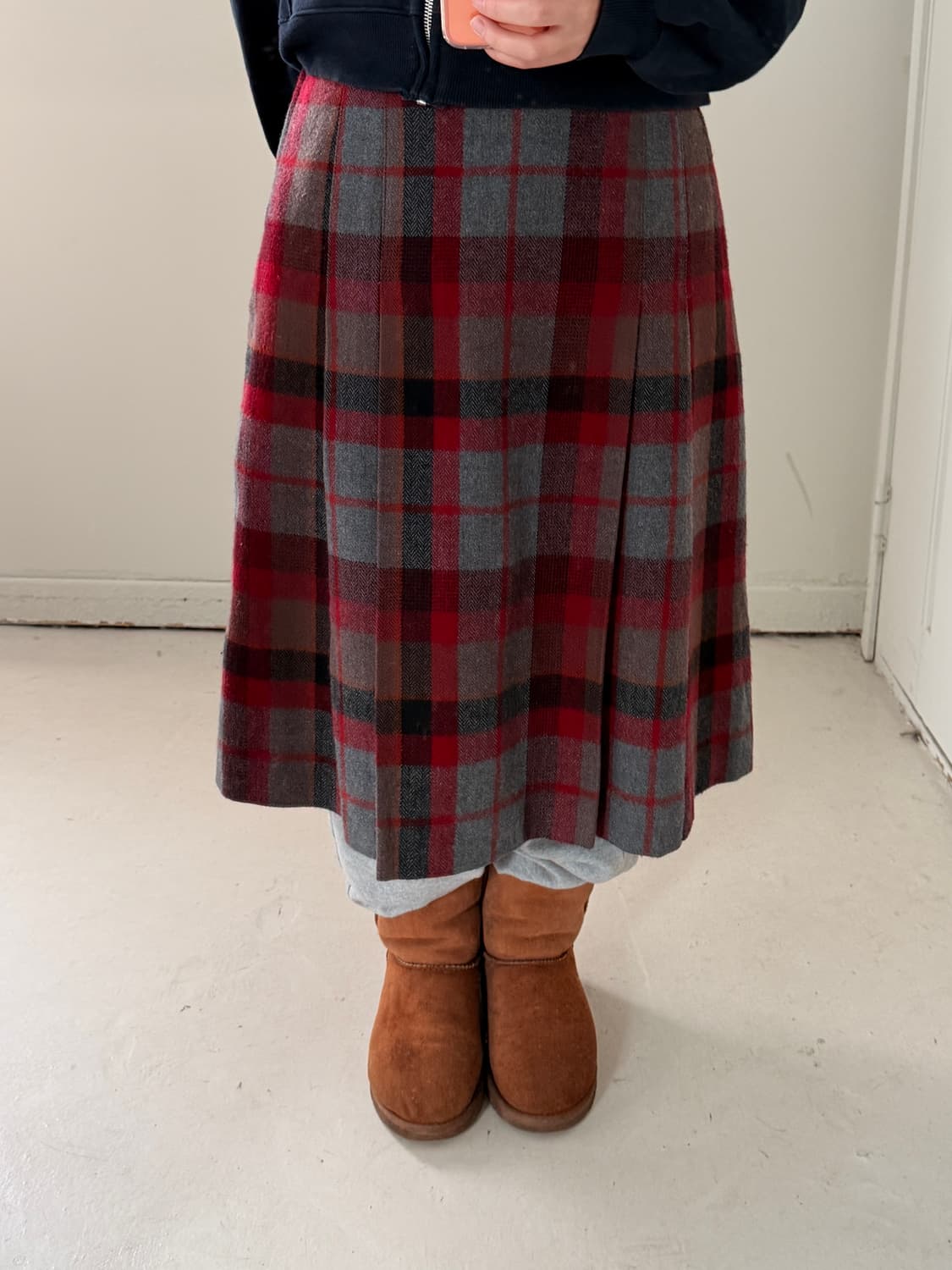 일본빈티지 울 체크 플리츠 스커트 상품이미지2