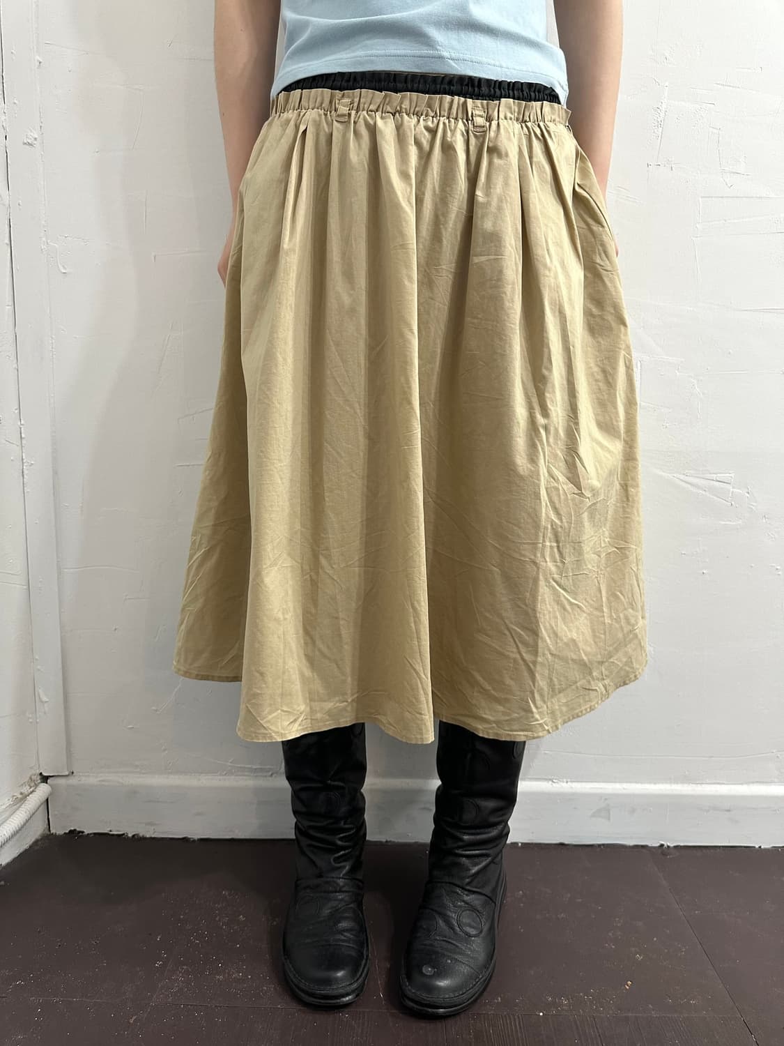 comme ca ism beige layered midi skirt 상품이미지3