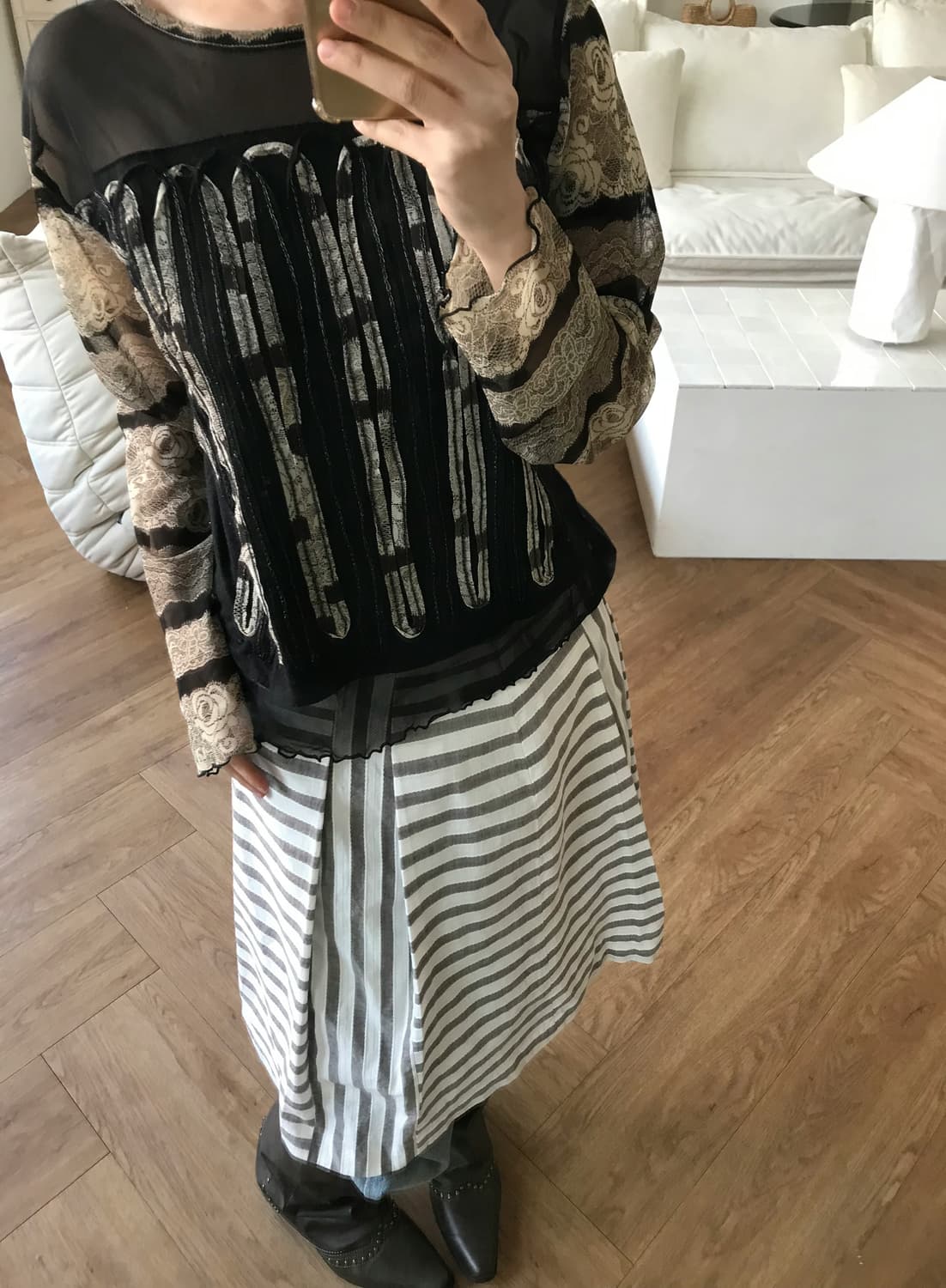 vintage pattern mash top 상품이미지4