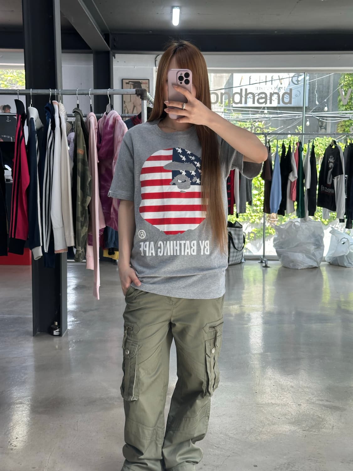 베이프 성조기 빅사루 반팔티 상품이미지3