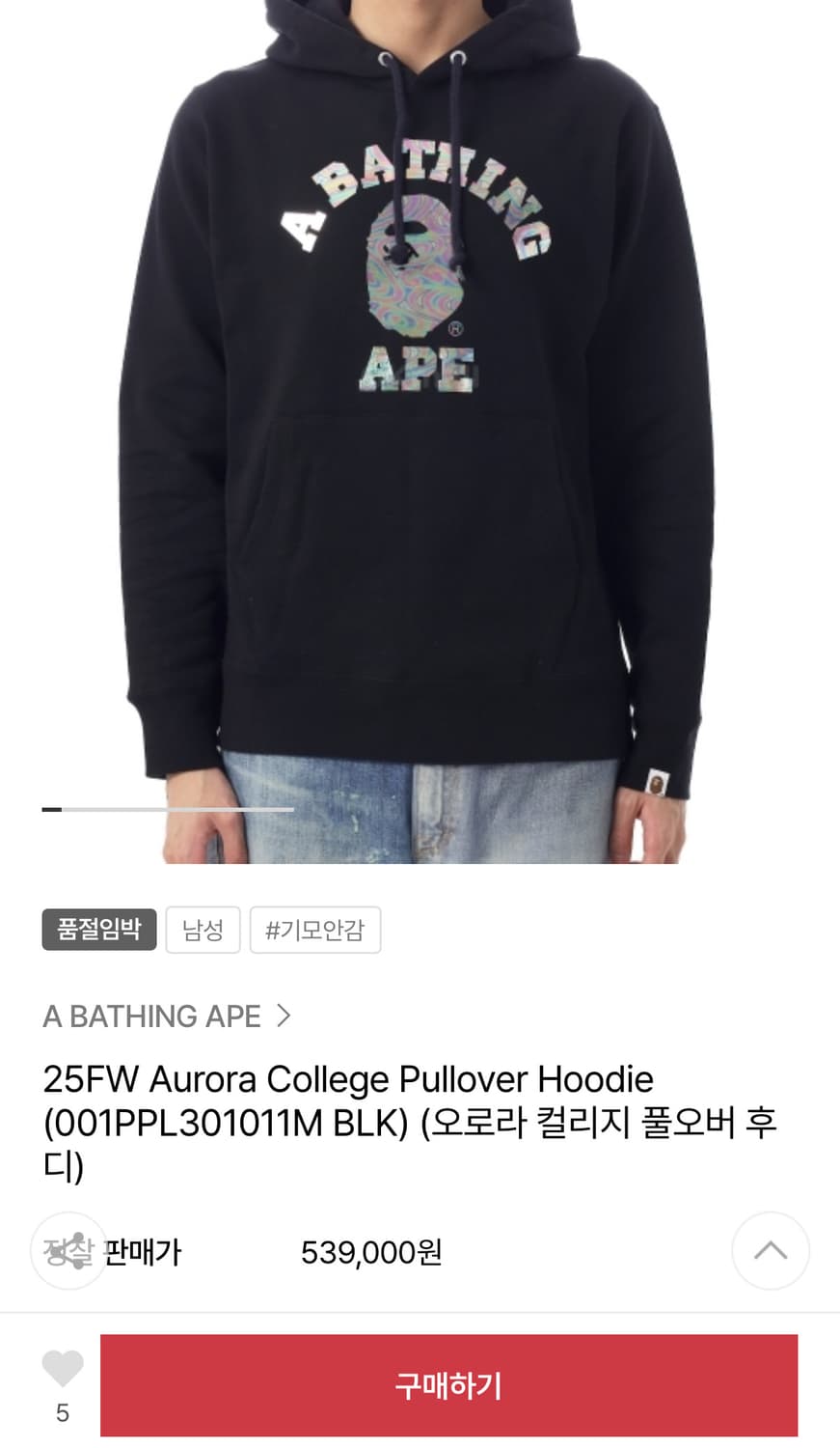 베이프 오로라 컬리지 후드티 상품이미지3