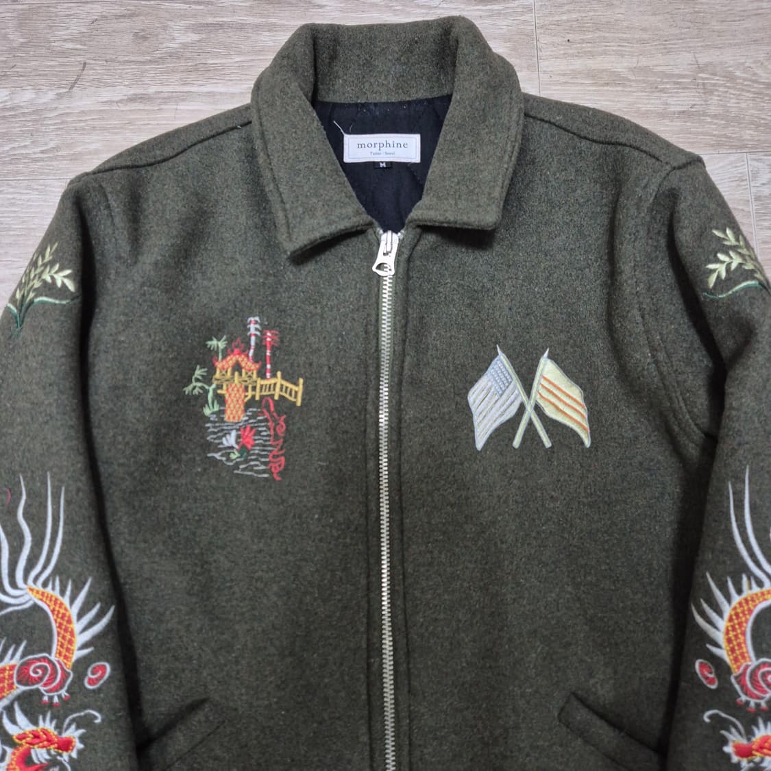 MORPHINE 몰핀 용 자수 남성 누빔 안감 점퍼 M(95) 상품이미지2