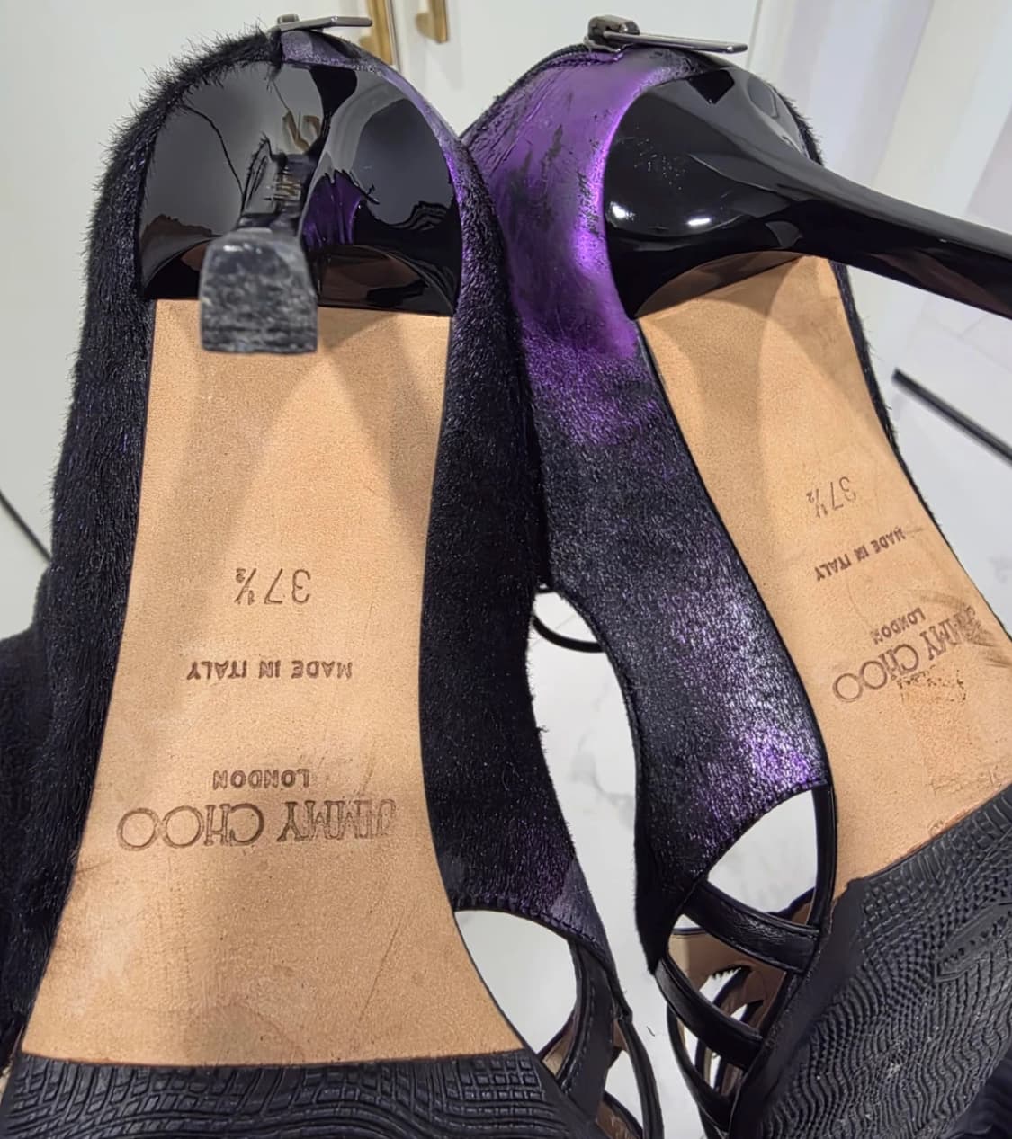 Jimmy choo 샌들 에그조틱 레더 하이힐 퍼플 245 상품이미지4