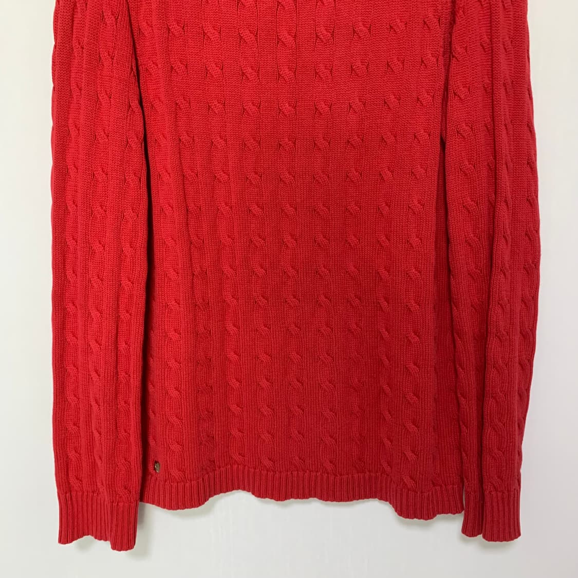 로렌 랄프로렌 빈티지 여성 스웨터 레드 케이블 꽈배기 니트 XL 상품이미지3