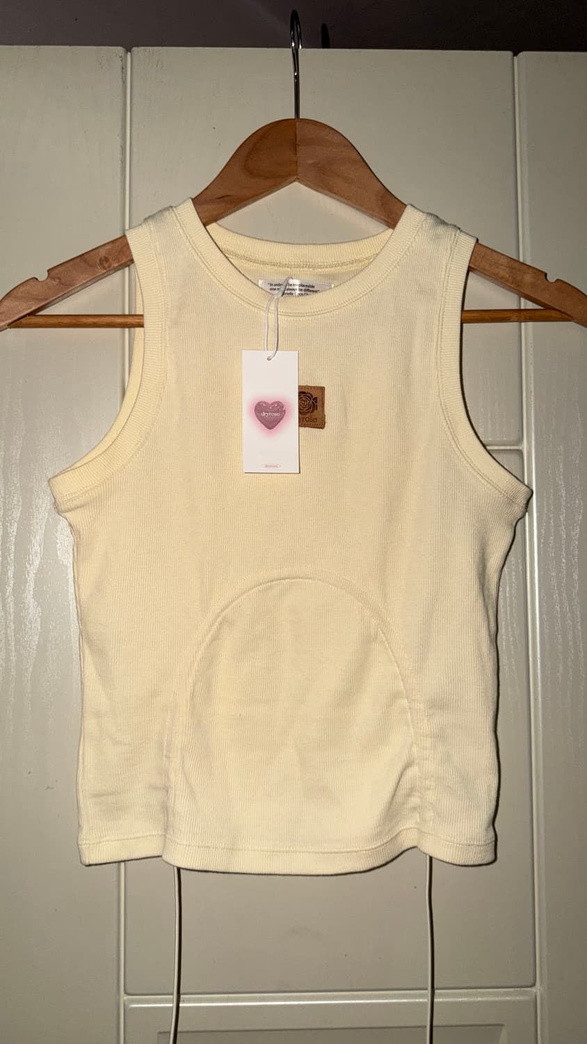 드라이로즈 터널 로고 슬리브리스 버터크림 옐로우레더와펜셔링스트랩홀터나시롤 상품이미지9