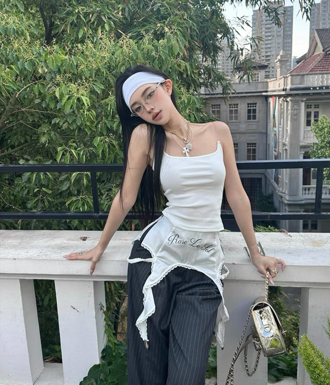 레이스 그레이 스트라이프 슬랙스 상품이미지3