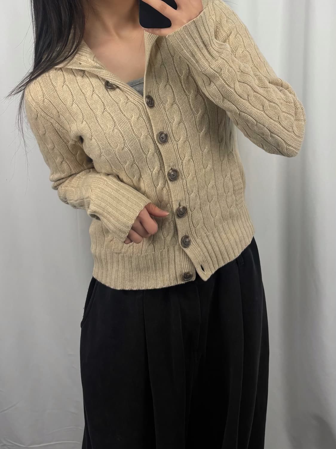 폴로 꽈배기 카라 니트 가디건 상품이미지2