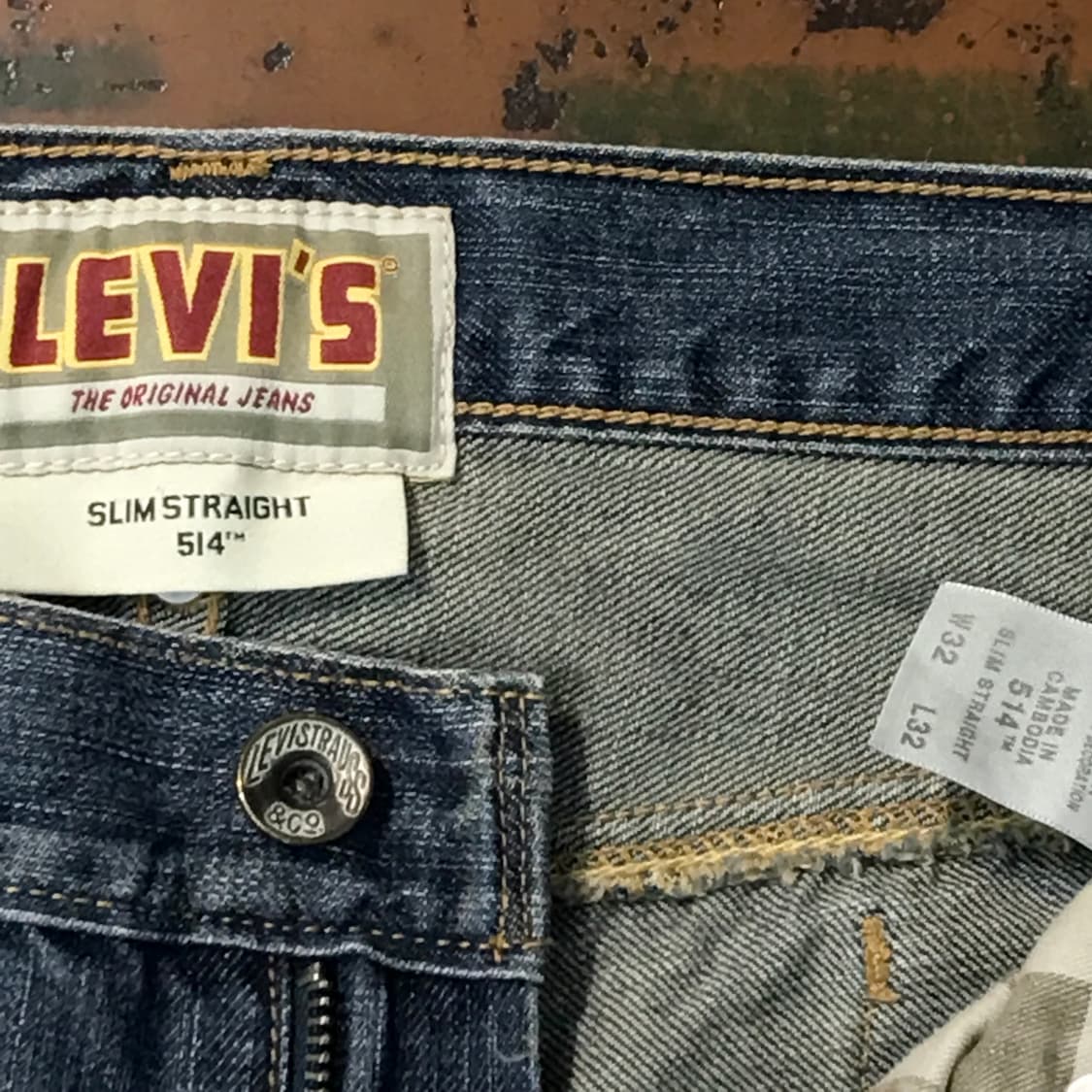 리바이스 514 다크 블루 워시드 데님 팬츠 허리 31 32  상품이미지6