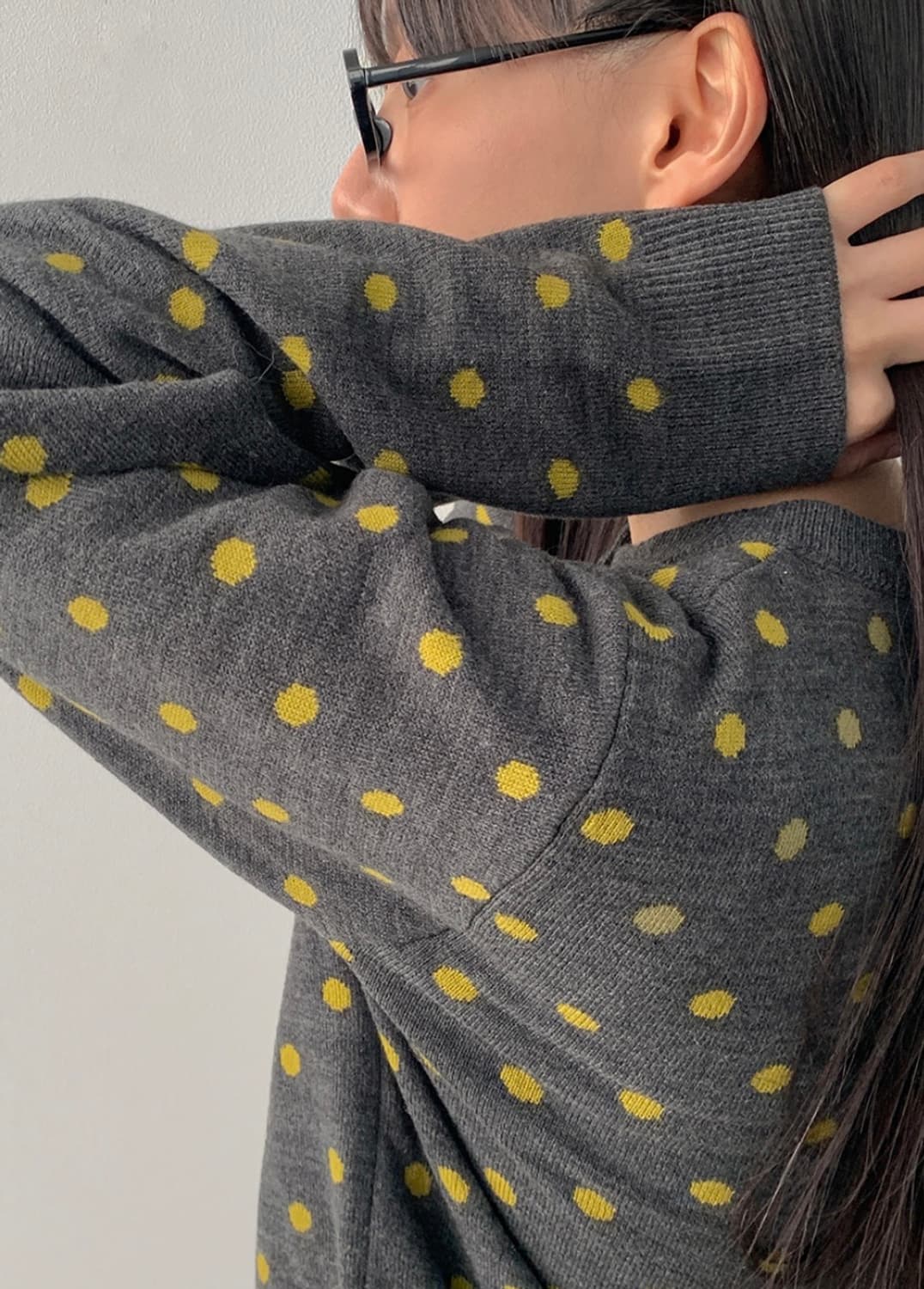 도트 가디건 연두 그레이 상품이미지2