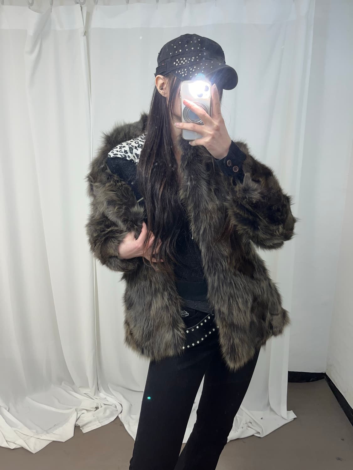 다크브라운 폭스퍼 자켓 상품이미지2