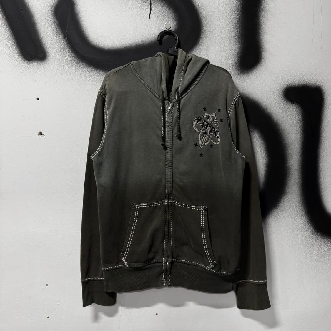 Zippo 지포 그런지 워싱 디테일 펑크 빅 프린팅 집업 후디 상품이미지1