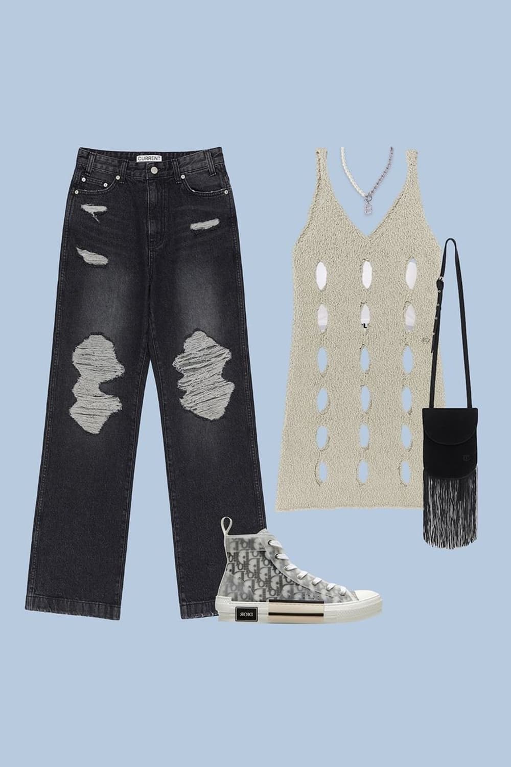 Current 커렌트 홀 니트 드레스 상품이미지4