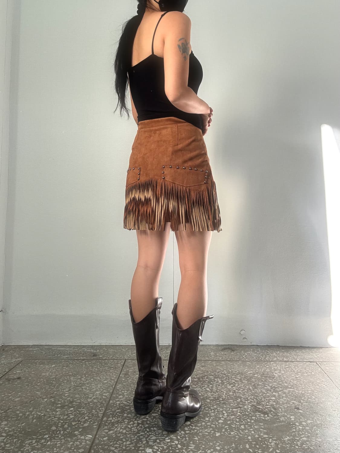 웨스턴 스웨이드 미니 스커트 상품이미지2